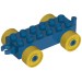 11248c01 - Blue - Duplo Car Base 2 x 6 with Fake Bolts, Open Hitch End and Yellow Wheels