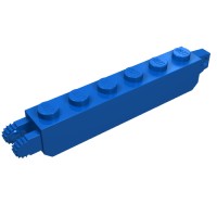 30388 - Hinge Brick 1 x 6 Locking with 1 Finger Vertical End and 2 Fingers Vertical End, 9 Teeth - Blue