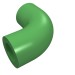 25214 - Bright Green - Brick Round 1 x 1 diameter Tube with 90 Degree Elbow (2 x 2 x 1) and Axle Holes (Crossholes) at each end