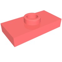 15573 - Plate Special 1 x 2 with 1 Stud with Groove and Inside Stud Holder (Jumper) - Coral