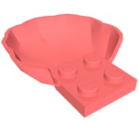 18970 - Animal Body Part, Clam / Scallop Half Shell with 4 Studs - Coral