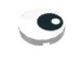 14769pr1003 - White - Tile Round 2 x 2 with Bottom Stud Holder with Offset Black Eye Print