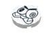14769pr1001 - White - Tile Round 2 x 2 with Bottom Stud Holder with Scowling Nixel Face Print