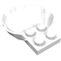 18970 - Animal Body Part, Clam / Scallop Half Shell with 4 Studs - White