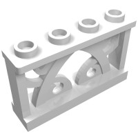 19121 - Fence Ornamented 1 x 4 x 2 with 4 Studs - White