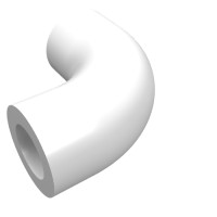 25214 - Brick Round 1 x 1 diameter Tube with 90 Degree Elbow (2 x 2 x 1) and Axle Holes (Crossholes) at each end - White