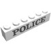 3009pr0018 - White - Brick 1 x 6 with 'POLICE' Serif Black Print