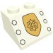 3039pr9975 - White - Slope 45Â° 2 x 2 with World City Gold Police Badge and Six Knobs Print