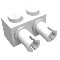 30526 - Brick Special 1 x 2 with 2 Pins, Round Pin Holes - White