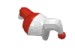 62537pr0003 - White - Jester's Cap with Red Half and Red Pom Print
