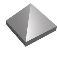 22388 - Slope 45Â° 1 x 1 x 2/3 Quadruple Convex [Pyramid] - Flat Silver