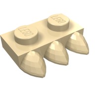 15208 - Plate Special 1 x 2 with Three Teeth [Tri-Tooth] - Tan
