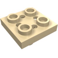 2476b - Plate Special 2 x 2 with Pin on Bottom, Small Holes in Plate and Rotational Locking Fingers on Underside - Tan