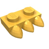 15208 - Plate Special 1 x 2 with Three Teeth [Tri-Tooth] - Bright Light Orange