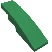 11153 - Slope Curved 4 x 1 No Studs [Stud Holder with Symmetric Ridges] - Green