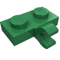 11476 - Plate Special 1 x 2 with Clip Horizontal on Side - Green