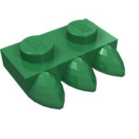 15208 - Plate Special 1 x 2 with Three Teeth [Tri-Tooth] - Green