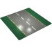 44336pr0001 - Green - Baseplate 32 x 32 with 6-Stud Straight with Dark Gray Road, Yellow Dashed Lines and Storm Drains Print