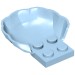 18970 - Bright Light Blue - Animal Body Part, Clam / Scallop Half Shell with 4 Studs