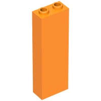 2454a - Brick 1 x 2 x 5 with Blocked Open Studs and Bottom Stud Holder with Asymmetric Ridges - Orange