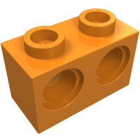 32000 - Technic Brick 1 x 2 [2 Pin Holes] - Orange