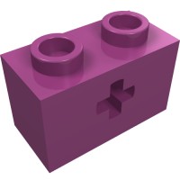32064a - Technic Brick 1 x 2 with Axle Hole Type 1 [+ Opening] and Bottom Pin - Magenta