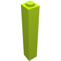 2453b - Brick 1 x 1 x 5 with Solid Stud - Lime