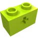 32064a - Technic Brick 1 x 2 with Axle Hole Type 1 [+ Opening] and Bottom Pin - Lime