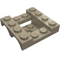 24151 - Vehicle Base 4 x 4 x 1 1/3 with Wheel Arches, 2 x 2 Recessed Center and Hole - Dark Tan