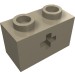 32064a - Technic Brick 1 x 2 with Axle Hole Type 1 [+ Opening] and Bottom Pin - Dark Tan