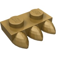 15208 - Plate Special 1 x 2 with Three Teeth [Tri-Tooth] - Pearl Gold