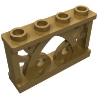 19121 - Fence Ornamented 1 x 4 x 2 with 4 Studs - Pearl Gold