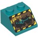 3039pr9957 - Dark Turquoise - Slope 45Â° 2 x 2 with Black and Yellow Border and Screen Print (Rock Raiders)