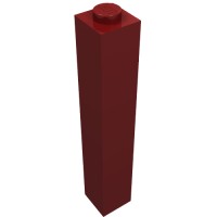 2453b - Brick 1 x 1 x 5 with Solid Stud - Dark Red