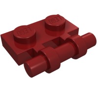 2540 - Plate Special 1 x 2 Side Handle [Free Ends] - Dark Red
