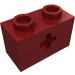32064a - Dark Red - Technic Brick 1 x 2 with Axle Hole Type 1 [+ Opening] and Bottom Pin