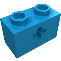 32064a - Technic Brick 1 x 2 with Axle Hole Type 1 [+ Opening] and Bottom Pin - Dark Azure