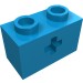 32064a - Dark Azure - Technic Brick 1 x 2 with Axle Hole Type 1 [+ Opening] and Bottom Pin