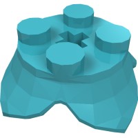 15469 - Plant, Leaves, Round 2 x 2 x 2/3 with + Axle Hole and 4 Leaf Extensions - Medium Azure