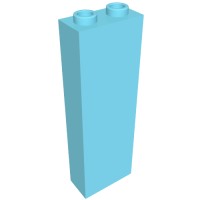 2454b - Brick 1 x 2 x 5 with Hollow Studs - Medium Azure