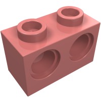 32000 - Technic Brick 1 x 2 [2 Pin Holes] - Sand Red