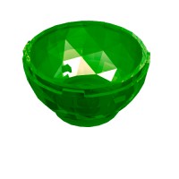 24130 - Pod, Round, Faceted 4 x 4 x 1 2/3 (Dragon Egg Bottom) - Trans-Green