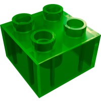3437 - Duplo Brick 2 x 2 - Trans-Green