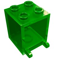 4345b - Box 2 x 2 x 2 [Hollow Studs] - Trans-Green