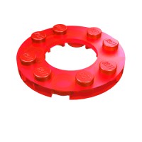 11833 - Plate Round 4 x 4 with 2 x 2 Round Opening - Trans-Red