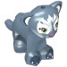14734pr0002 - Sand Blue - Animal, Big Cat Cub, Lion with Light Green Eyes and White Face Markings Print