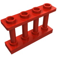 15332 - Fence Spindled 1 x 4 x 2 [4 Top Studs] - Red