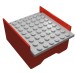 185c01 - Red - Boat Hull Section, Middle 6 x 8 x 3 1/3 with Light Gray Deck