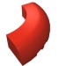 24599 - Red - Brick Round Corner 5 x 5 x 1 Curved, Bottom Cut Outs, No Studs, 7 Bottom Tubes