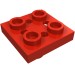 2476b - Red - Plate Special 2 x 2 with Pin on Bottom, Small Holes in Plate and Rotational Locking Fingers on Underside